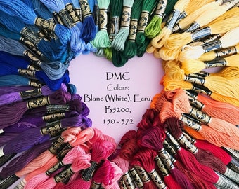 DMC Floss, Ecru, White, B5200 thru 372, Embroidery Floss, Add'l Colors See Link in Description, Punch Needle, Penny Rugs, Sewing Accessory