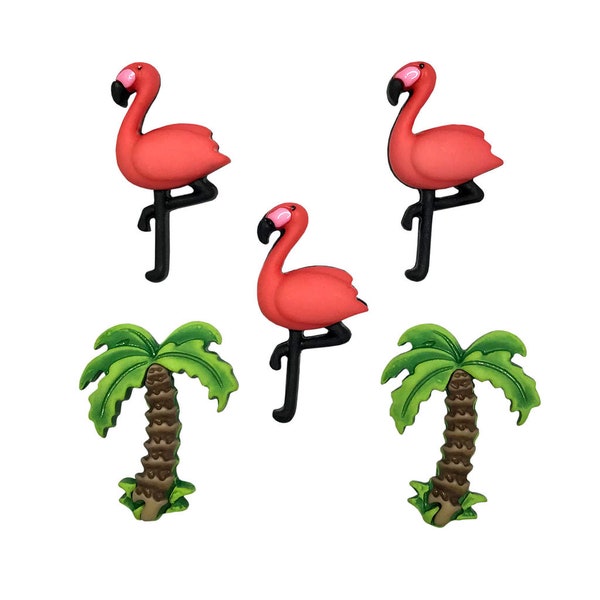 Pink Flamingo, Summer Collection, Flamingos, Palm Trees, Summer Decor, Beach Decor, Sewing Embellishment, 4344, Buttons Galore & More