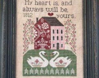 Counted Cross Stitch Pattern, Mr. Ferrars' Confession, Sense and Sensibility, Jane Austen Quote, Swans, Annie Beez Folk Art, PATTERN ONLY
