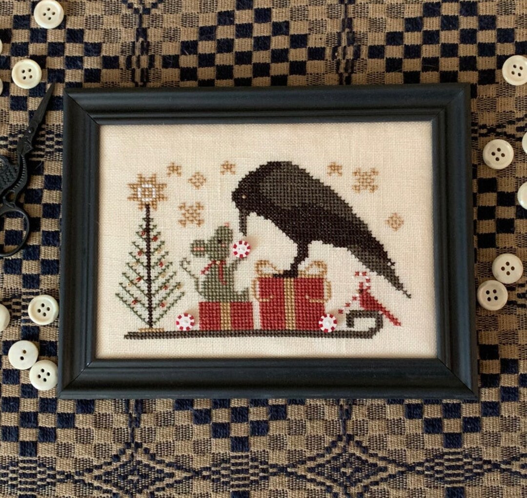 Counted Cross Stitch Pattern, Evergreens & Peppermint, Christmas Decor