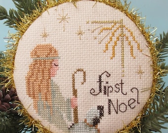 Counted Cross Stitch Pattern, First Noel, Christmas Decor, Shepherd, Sheep, Star, KiraLyn's Needlearts, PATTERN ONLY