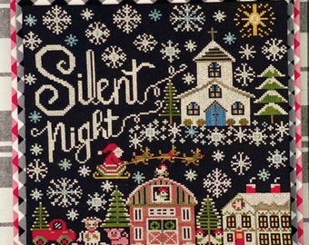 Counted Cross Stitch Pattern, Silent Night, Christmas Decor, Snowflakes, Church, Hymn, Stitching Housewives, PATTERN ONLY