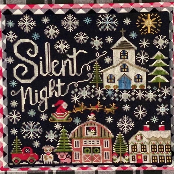 Counted Cross Stitch Pattern, Silent Night, Christmas Decor, Snowflakes, Church, Hymn, Stitching Housewives, PATTERN ONLY