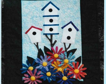 Quilt Pattern, Birds in Bloom, Applique Quilt, Birdhouse, Flowers, Spring Decor, Summer Decor, Garden Quilt, PATTERN ONLY