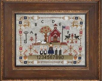 Counted Cross Stitch Pattern, Old School on Prairie, American Flag, Sampler, Pilgrims, Country Rustic, Twin Peak Primitives, PATTERN ONLY