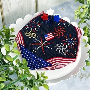 Counted Cross Stitch Pattern, Stars & Stripes, Biscornu, Patriotic Decor, Pincushion, Fireworks, USA Flag, Little Stitch Girl, PATTERN ONLY