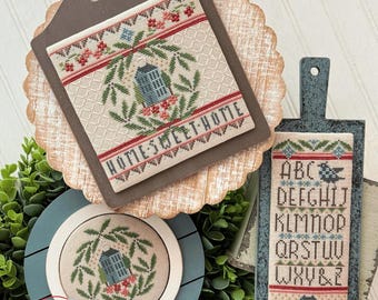 Counted Cross Stitch Pattern, Home Sweet Home, Blue Saltbox House, Home Decor, Hands on Design, PATTERN ONLY