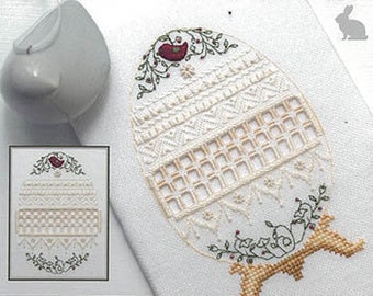 Counted Cross Stitch Pattern, Egg Bird, Cardinal, Bowl Filler, Hardanger Embroidery, Easter Decor, Ornament, Cotton Pixels, PATTERN ONLY