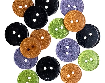 Spellbound, Halloween Collection, Two Hole Sparkle Buttons, Sewing Buttons, Halloween Colors, Craft Buttons, Buttons Galore & More, #4546