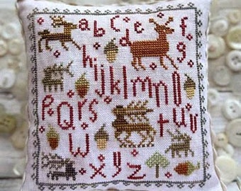 Counted Cross Stitch Pattern, Oh Deer Sampler, Alphabet Sampler, Primitive Decor, Lucy Beam, Love in Stitches, Rebecca Noland, PATTERN ONLY
