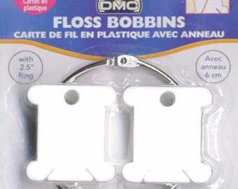 DMC Plastic Floss Bobbins, Floss Bobbins, Thread Holder, Floss Holder, Bobbins, Thread Bobbins, DMC, Metal Ring, Organizer, Floss Holder