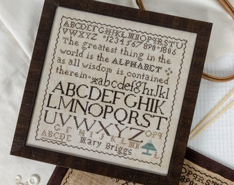 Counted Cross Stitch Pattern, Mary Briggs 1806, Marking Sampler, Alphabet Sampler, Erica Michaels, PATTERN ONLY