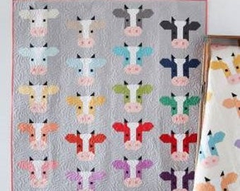 Quilt Pattern, Annabelle, Cow Quilt, Spring Decor, Cottage Decor, Quilted Wall Hanging, Lap Quilt, Cotton and Joy, PATTERN ONLY