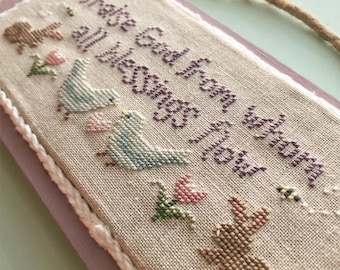 Counted Cross Stitch Pattern, Spring Doxology, Scriptural Sampler, Easter Decor, Bunnies, Inspirational, Sweet Wing Studio, PATTERN ONLY