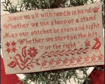 Counted Cross Stitch Pattern, A Stitcher's Prayer, Sewing Sampler, Tanya Brockmeyer, The Scarlett House, PATTERN ONLY