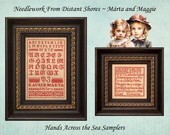 Counted Cross Stitch Pattern, Needlework from Distant Shores, Reproduction Sampler, Antique Reproduction, Hands Across the Sea, PATTERN ONLY