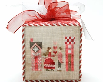 Counted Cross Stitch, Big Hearted Frill, Valentine Decor, Heart Motifs, Valentine Sampler, Heart in Hand, PATTERN KIT