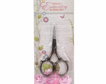 Heirloom Embroidery, Embroidery Scissors, 4 Inch Silver Leaf, Sewing Accessories, Needlework, European Style, Cross Stitch, Crewel Scissors