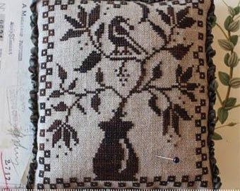 Counted Cross Stitch Pattern, Blackbird, Magical Mystery, Crow, Black Vase, Pinkeep, Pillow Ornament, Blackbird Designs, PATTERN ONLY