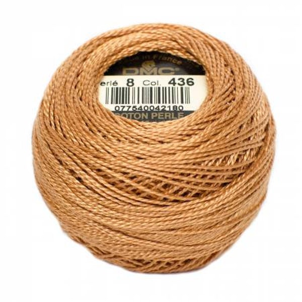 DMC Perle Cotton, Size 8, DMC 436, Pearl Cotton Ball,Tan, Embroidery Thread, Punch Needle, Embroidery, Penny Rugs, Sewing Accessory