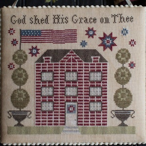Counted Cross Stitch Pattern, Grace on Thee, Patriotic Decor, Americana, American Flag, Plum Street Samplers, PATTERN ONLY