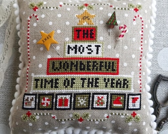 Counted Cross Stitch Pattern, The Most Wonderful Time, Christmas Decor, Pillow Ornament, Bowl Filler, Motifs, Puntinipuntini, PATTERN ONLY