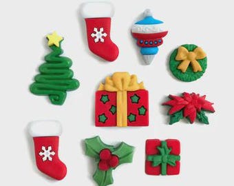 Hung With Care, Christmas Collections, Embellishment, Shank Buttons, Wreath, Stockings, Present, Flatbackz Tree, Buttons Galore & More, 4804