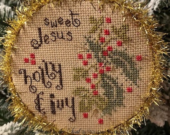 Counted Cross Stitch Pattern, Holly and Ivy, Christmas Decor, Ornaments Collection, Berries, Religious, KiraLyn's Needlearts, PATTERN ONLY