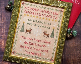Counted Cross Stitch Pattern, Christmas Magic Sampler, Country Rustic, Christmas Decor, Deer, Little Robin Designs, PATTERN ONLY