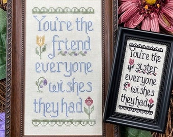 Counted Cross Stitch Pattern, You're the Friend, Friendship, Friendship Gift, Tulips, Pillow Ornament, My Big Toe Designs, PATTERN ONLY