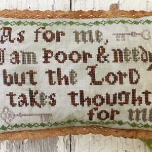 Counted Cross Stitch Pattern, Poor & Needy, Inspirational, Pillow Ornament, Bowl Filler, Flower Border, Lindy Stitches, PATTERN ONLY