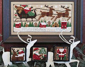 Counted Cross Stitch, Christmas Eve, Holiday Decor, Santa, Sleigh, Reindeer, Christmas Ornaments, The Prairie Schooler,  PATTERN ONLY
