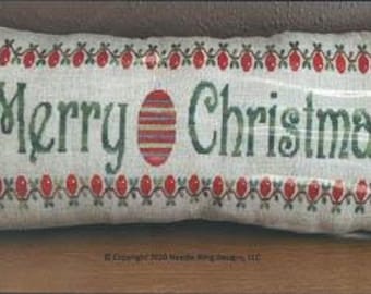 Counted Cross Stitch Pattern, Berry Christmas, Holly Berry Border, Cross Stitch Pillow, Merry Christmas, Needle Bling Designs, PATTERN ONLY