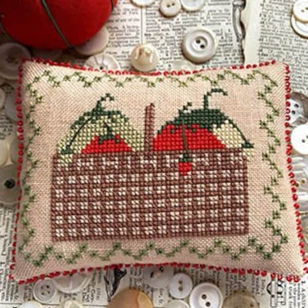 Counted Cross Stitch Pattern, Tomato Basket, Primitive Decor, Lucy Beam, Love in Stitches, Rebecca Noland, PATTERN ONLY
