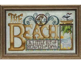 Counted Cross Stitch Pattern, Beach Heaven, Summer Decor, Starfish, Palm Trees, Heaven on Earth, Stoney Creek, PATTERN ONLY