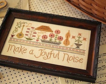 Counted Cross Stitch Pattern, Make a Joyful Noise, Christmas Sampler, Cottage Decor, Farmhouse, October House Fiber Arts, PATTERN ONLY