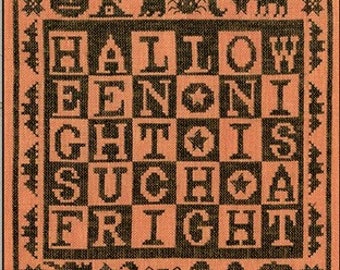 Counted Cross Stitch Pattern, Such a Fright, Halloween Decor, Black Cats, Bats, Primitive Decor, Teresa Kogut, PATTERN ONLY