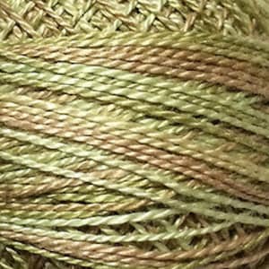 May include: A skein of variegated embroidery floss in shades of green and pink.