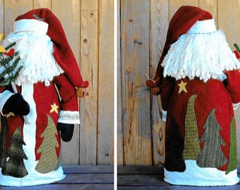 Wool Applique Pattern, Jolly Jo, Winter Decor, Santa, Wool Santa, Christmas Decor, Bits and Pieces, Free Standing Santa, PATTERN ONLY