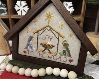 Counted Cross Stitch Pattern, Joy to the World, Nativity, Christmas Decor, Primrose Cottage Stitches, PATTERN ONLY