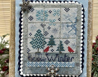 Counted Cross Stitch Pattern, Hello Winter, Christmas Decor, Snowflakes, Forest Motifs, Cardinals, Winter, Jan Hicks Creates, PATTERN ONLY