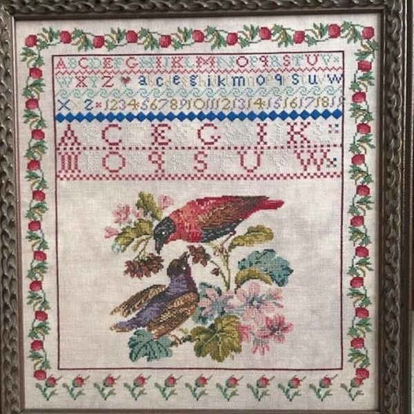 Counted Cross Stitch Pattern, Beloved, Alphabet Sampler, Flower Motifs, Reproduction Sampler, Running with Needles & Scissors PATTERN ONLY