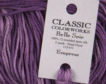Belle Soie, Empress, Classic Colorworks, 5 YARD Skein, Hand Dyed Silk, Embroidery Silk, Counted Cross Stitch, Hand Embroidery Thread
