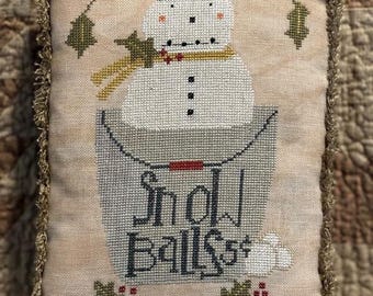 Counted Cross Stitch Pattern, Snowballs Snowman, Cross Stitch, Winter Decor, Snowman Decor, Bird in the Hand Prims, PATTERN ONLY