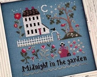 Counted Cross Stitch Pattern, Midnight in the Garden, Southern Rustic, Garden Decor, Flower Motifs, Little House Needlework, PATTERN ONLY