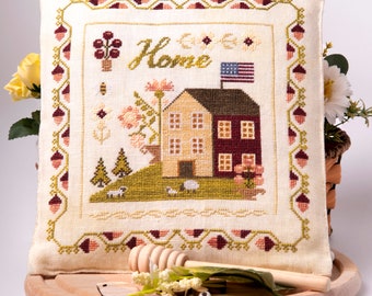 Counted Cross Stitch Pattern, Home, Spring Decor, Flower Motifs, Country Rustic, Sheep, Samplers and Primitives, PATTERN ONLY