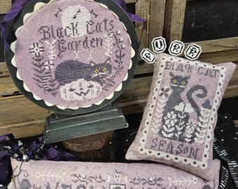 PRE-Order, Counted Cross Stitch Pattern, Meow O Ween, Halloween Decor, Pillow Ornaments, Bowl Fillers, Quaint Rose Needlearts, PATTERN ONLY