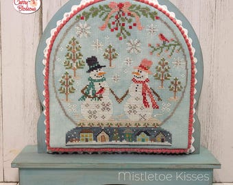 Counted Cross Stitch Pattern, Mistletoe Kisses, Christmas Decor, Snowmen, Cardinals, Winter Decor, Cherry Blossoms, PATTERN ONLY