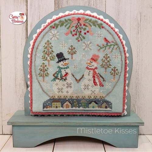 Counted Cross Stitch Pattern, Mistletoe Kisses, Christmas Decor, Snowmen, Cardinals, Winter Decor, Cherry Blossoms, PATTERN ONLY