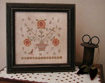 Counted Cross Stitch Pattern, Cottage Charm Sampler, Primitive Decor, Pillow Ornament, Nan Lewis, Threadwork Primitives, PATTERN ONLY